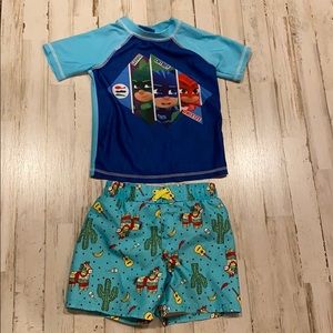 Boy Swim Shirt and Swim Trunks